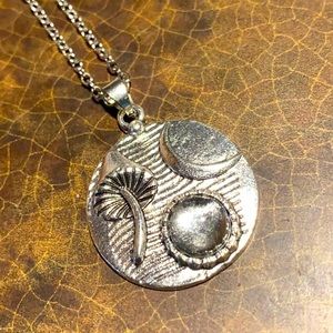Mushroom Moon Stone Necklace Jewelry Silver Clear crystal womans crescent moon